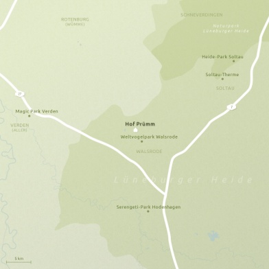 Umgebungskarte Lüneburger Heide - Vogelpark Walsrode, Heide Park Soltau, Serengeti-Park Hodenhagen